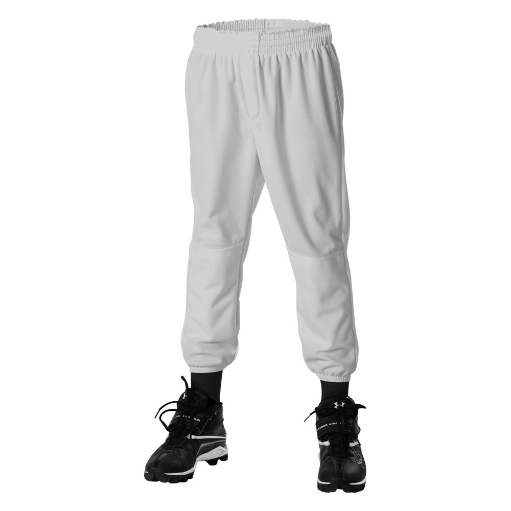 gray baseball pants with blue stripe