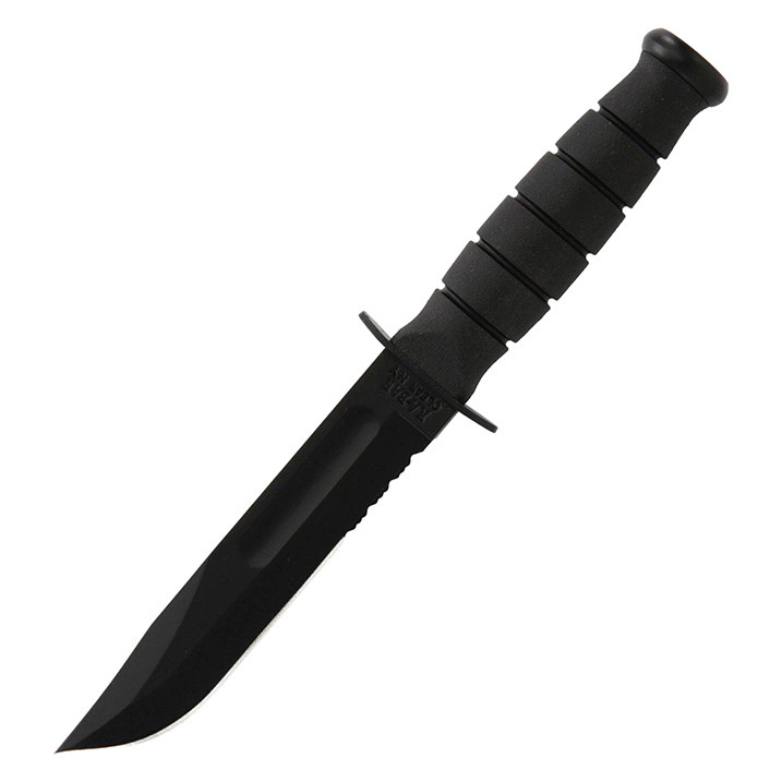 Ka-Bar Short 5.25 Black Clip Point Serrated Fixed Knife