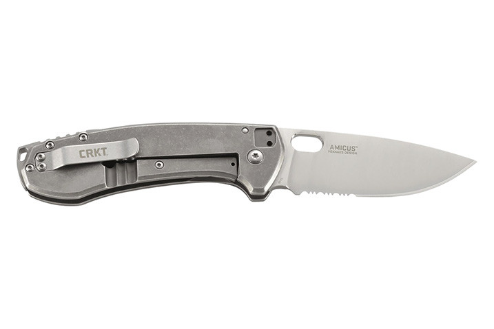 Columbia River Knife & Tool Amicus With Triple Point 3.4 Drop Point Serrated Folding Knife