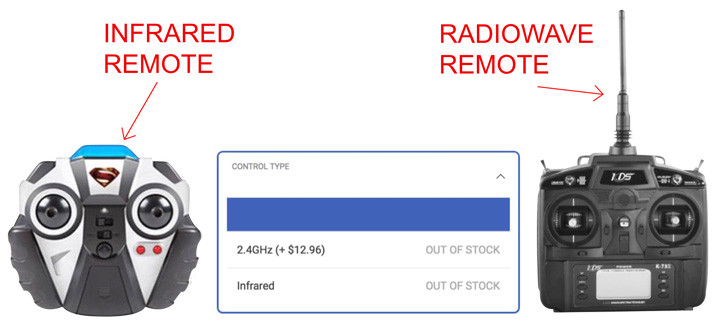 Infrared And Traditional Radiowave RC Helicopter Controllers