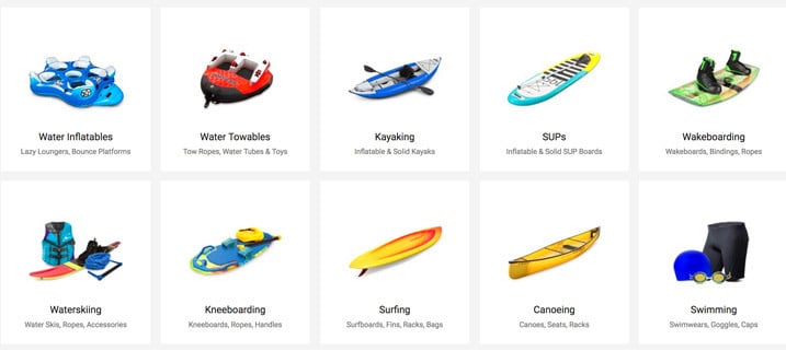 Water Sports Equipment Variety