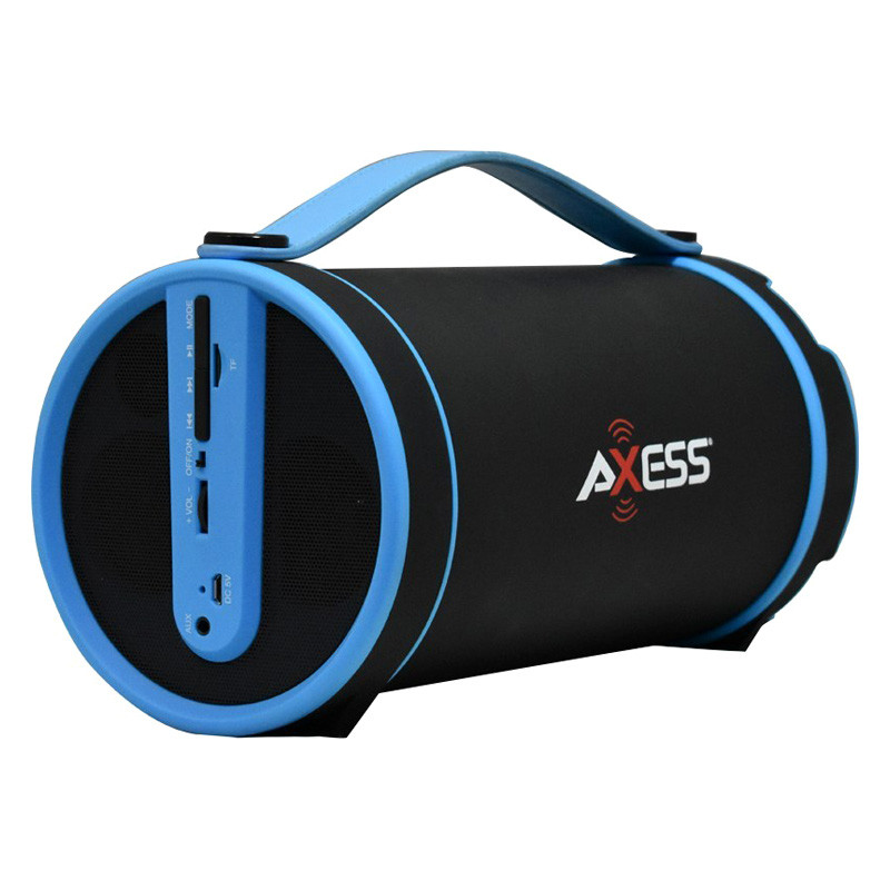 Axess Spbt1033-Bl Portable Bluetooth Indoor/Outdoor 2.1 Hi-Fi Cylinder Loud Speaker With Sd Card, Aux And Fm Inputs, 4" Sub In Blue Color (818443013897)