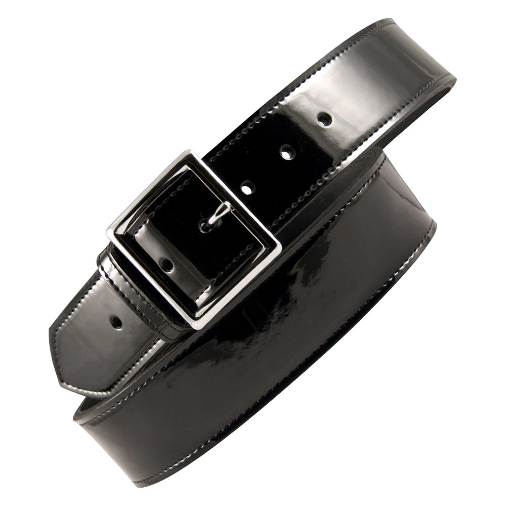 Black Hi-Gloss Leather Garrison Belt 