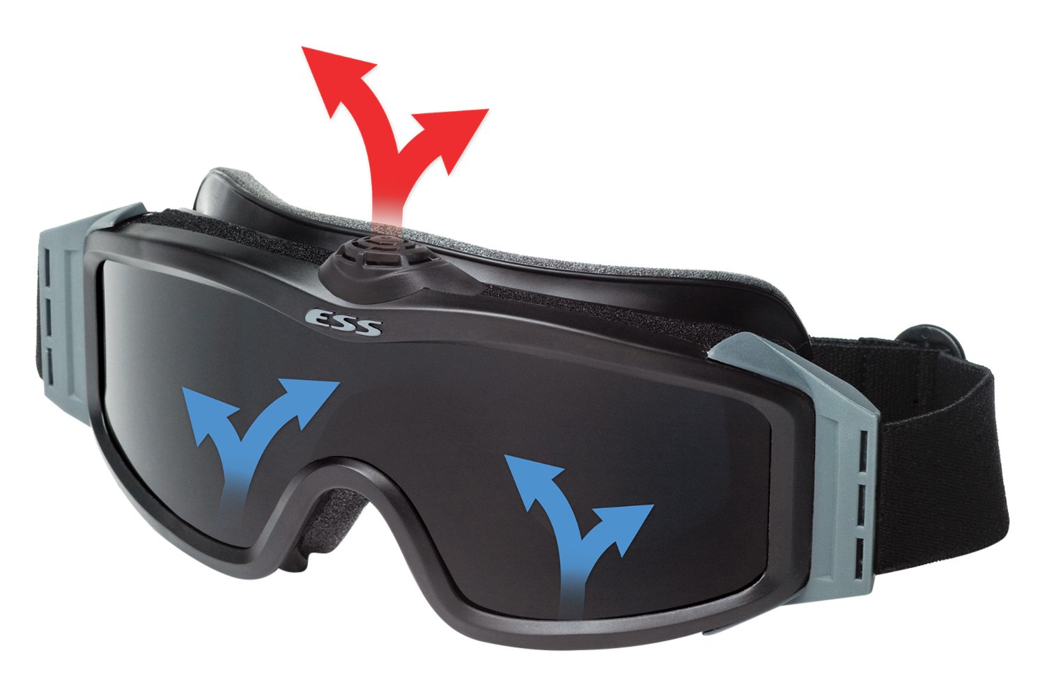 ESS Eyewear 740-0132 Clear/Smoke Asian-Fit Turbo Fan Black Goggles 
