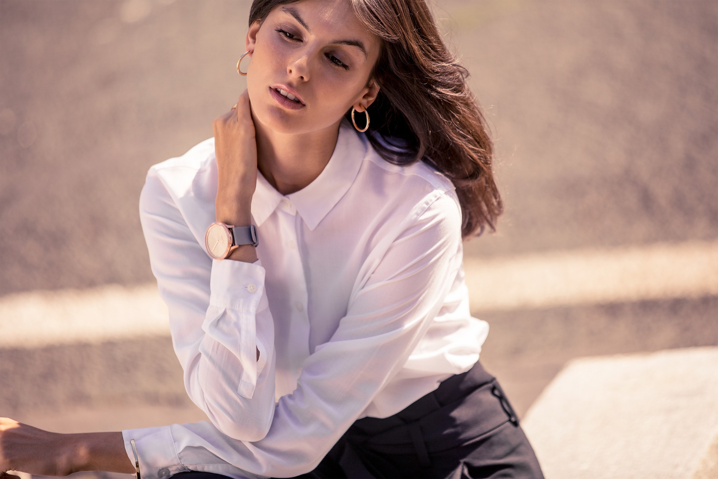 vivomove hr rose gold suede