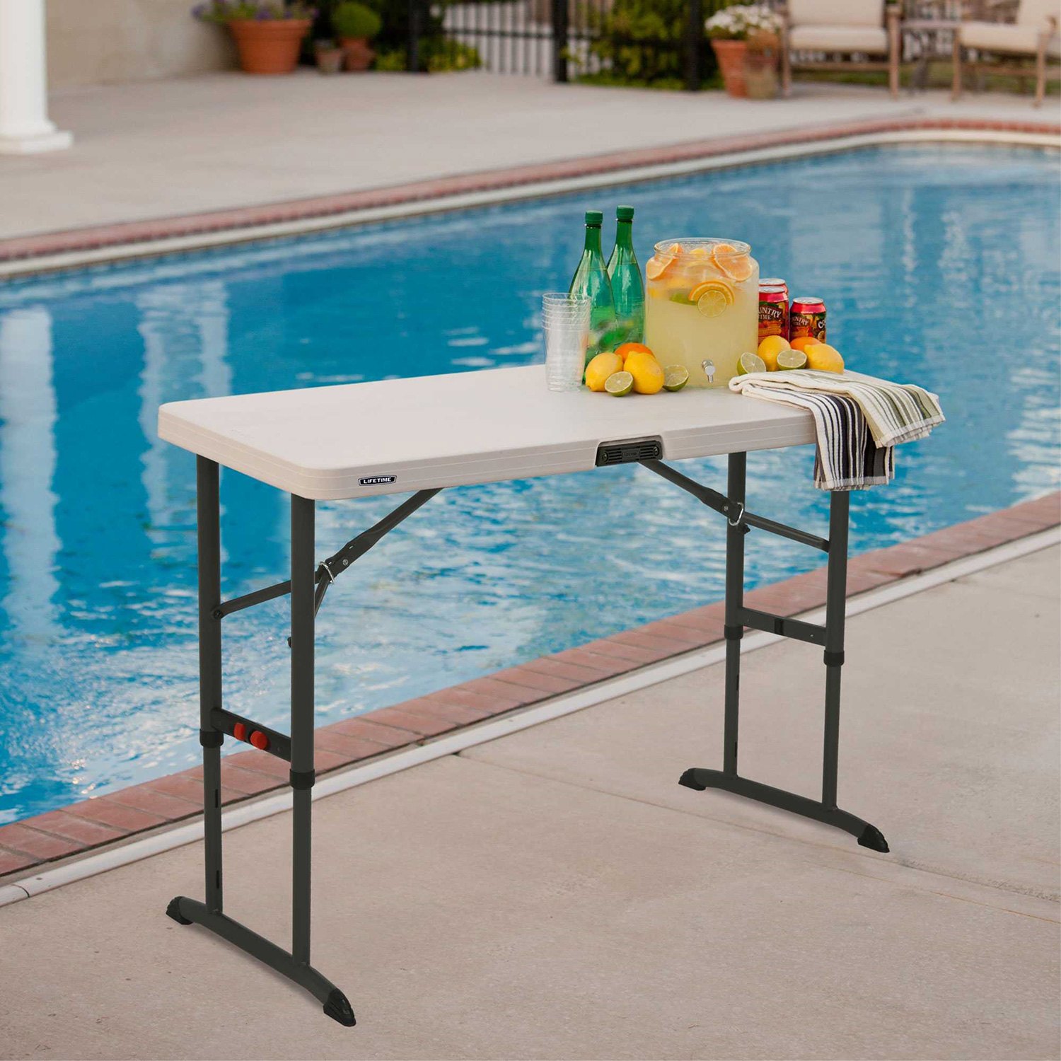 Lifetime® 80370 Commercial Adjustable Height Folding Table 48l X 24