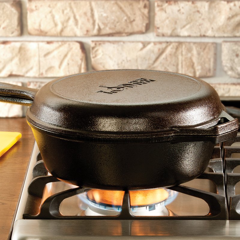  Lodge LCC3 Cast Iron Combo Cooker, Pre-Seasoned, 10.25 -Quart:  Campfire Cookware: Home & Kitchen