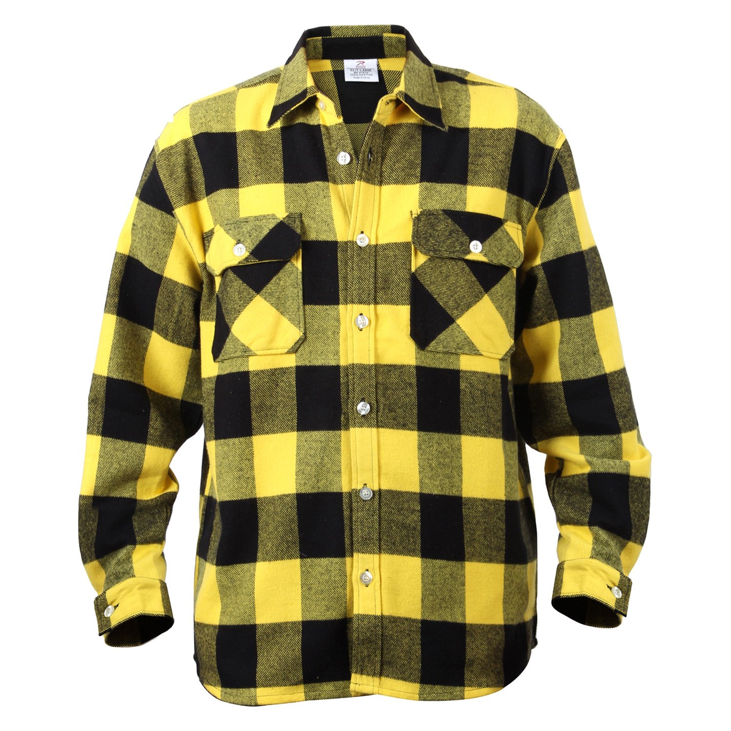 RothcoÂ® 4650-Yellow-Plaid-4XL - Men's Buffalo 4X-Large Yellow Plaid Flannel Long Sleeve Shirt 
