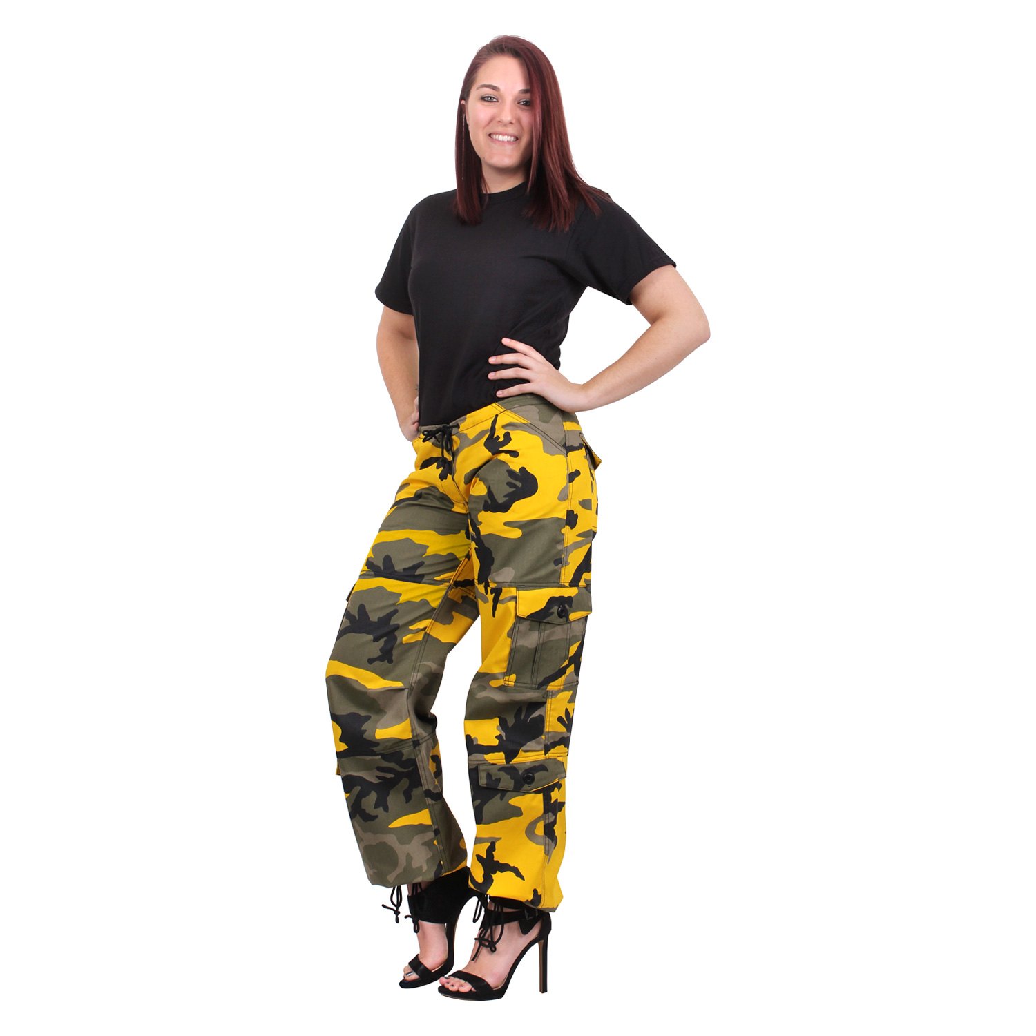 yellow camo joggers womens