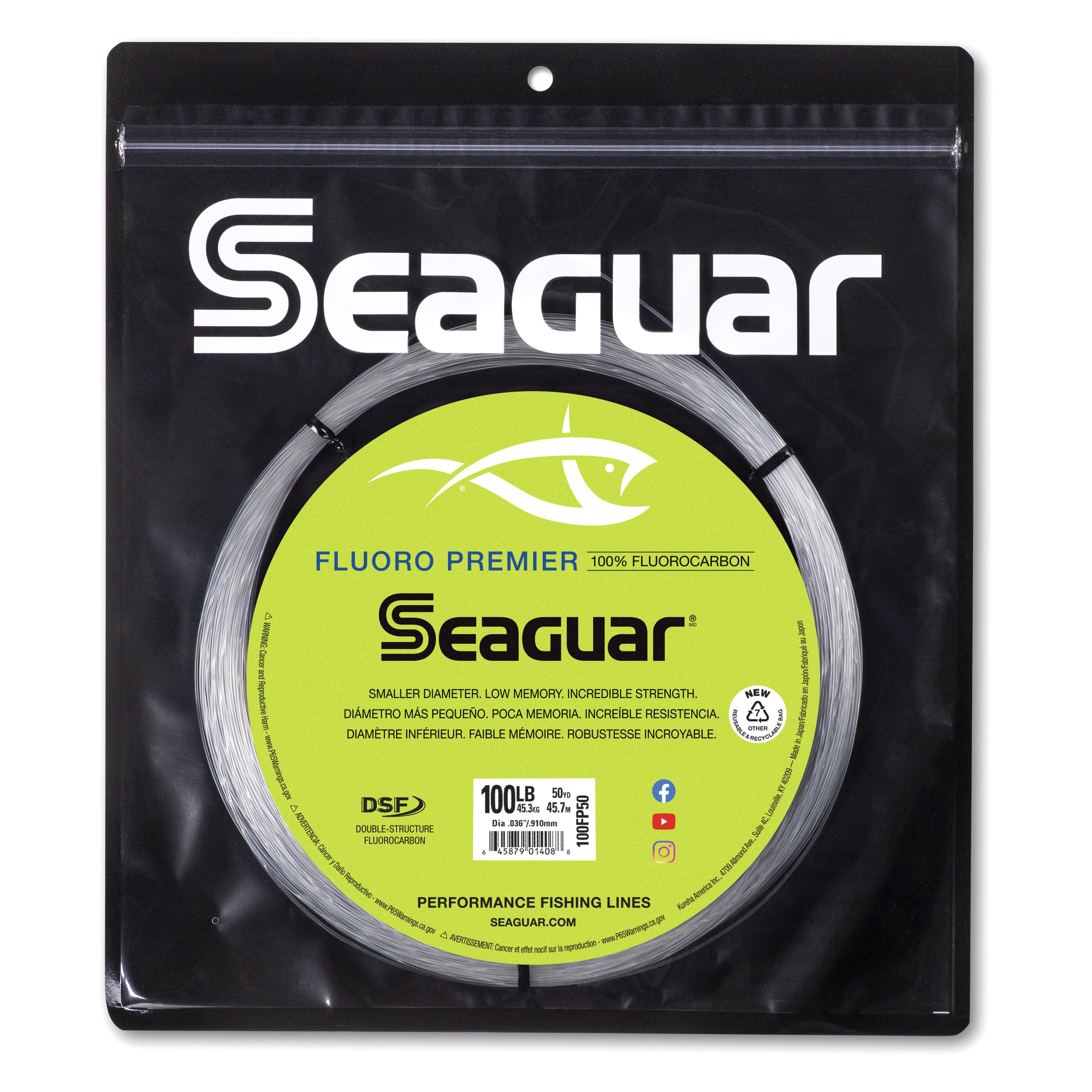 Seaguar® 100FP50 Fluoro Premier™ Big Game 50 yd 100 lb Clear