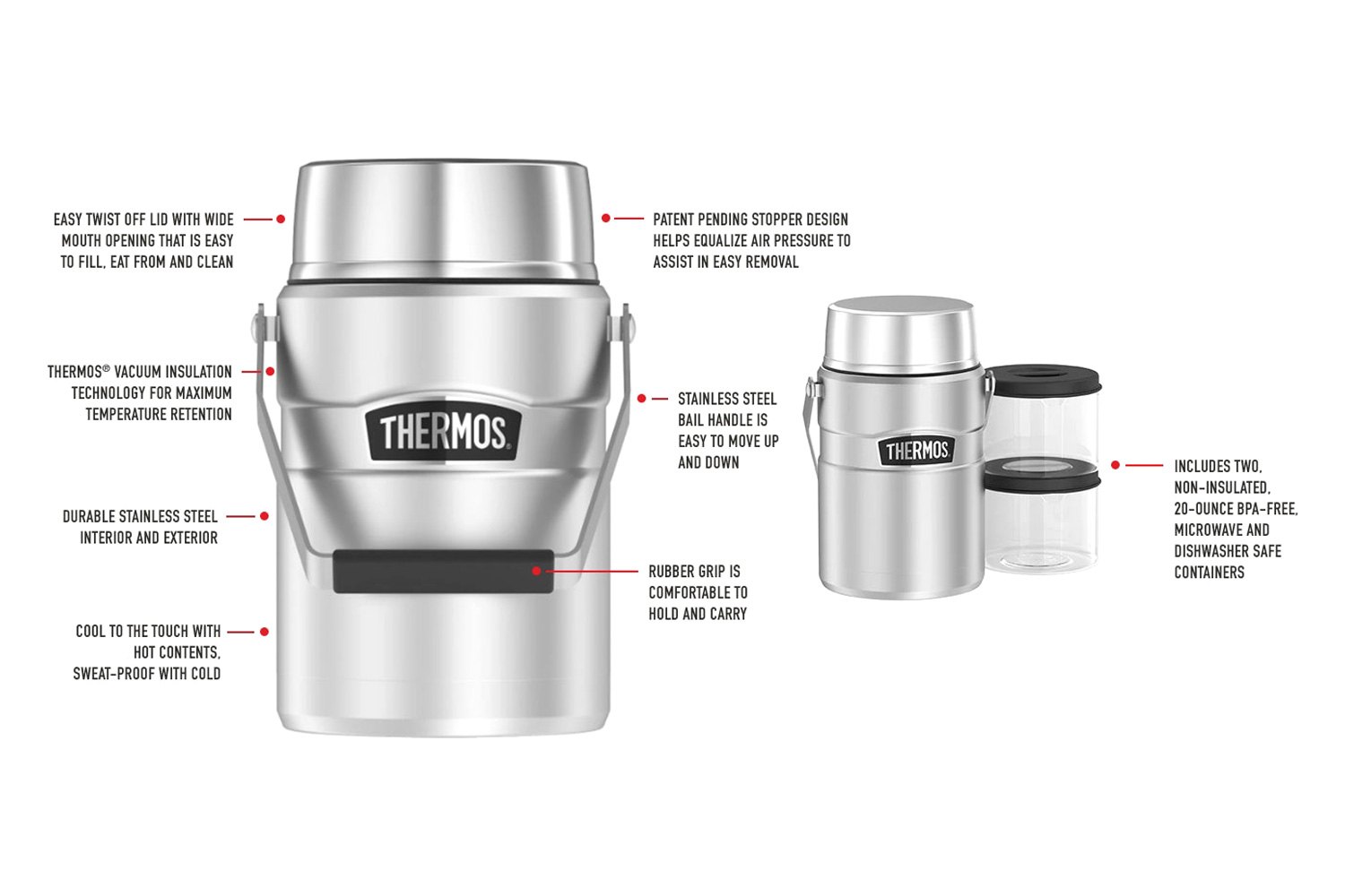 Thermos Stainless Steel Microwavable Food Jar with Stainless Steel