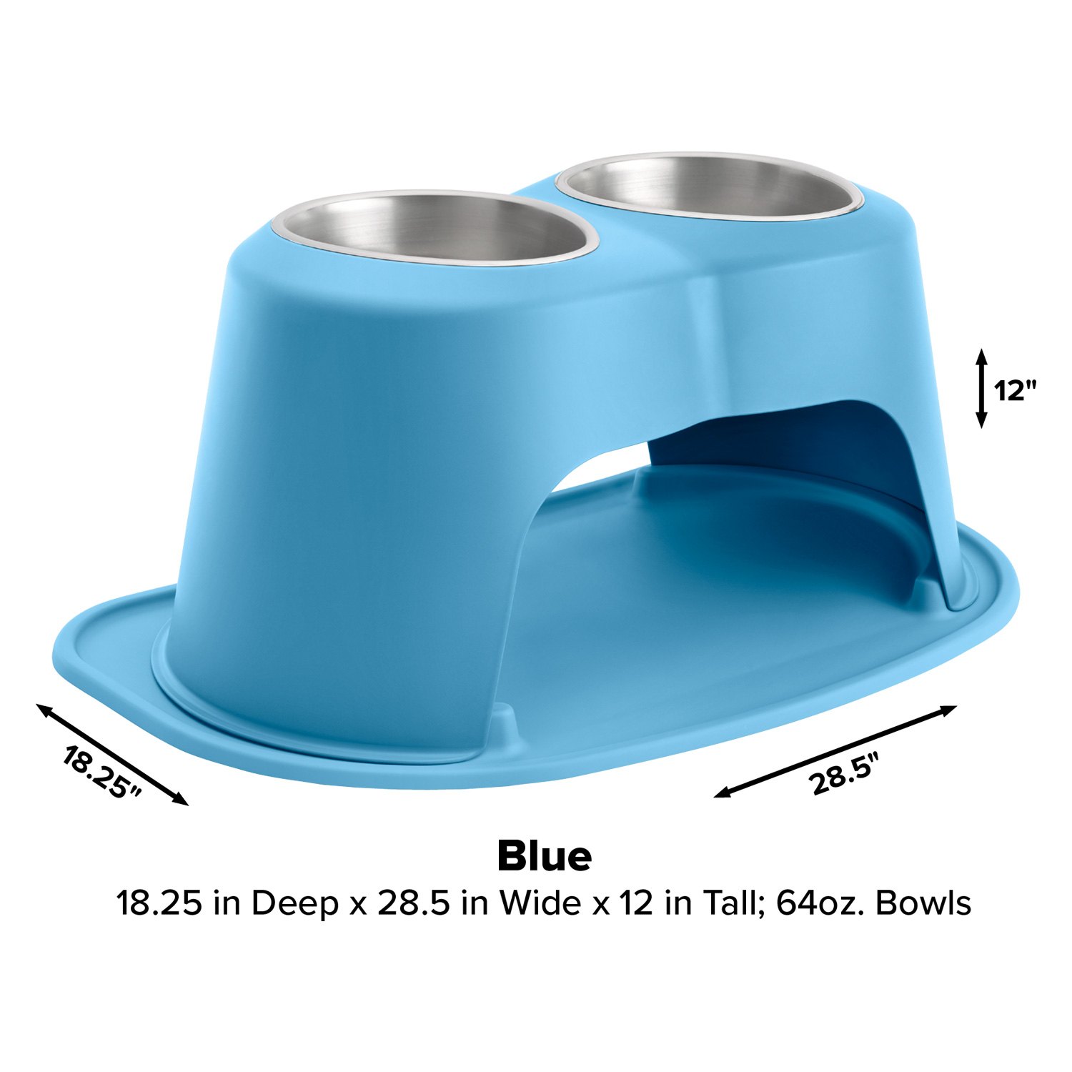 Weathertech® DHC6412BLBL - Pet Comfort™ Double 64 fl. oz. Blue Stainless  Steel High Pet Bowl (12 Height) 