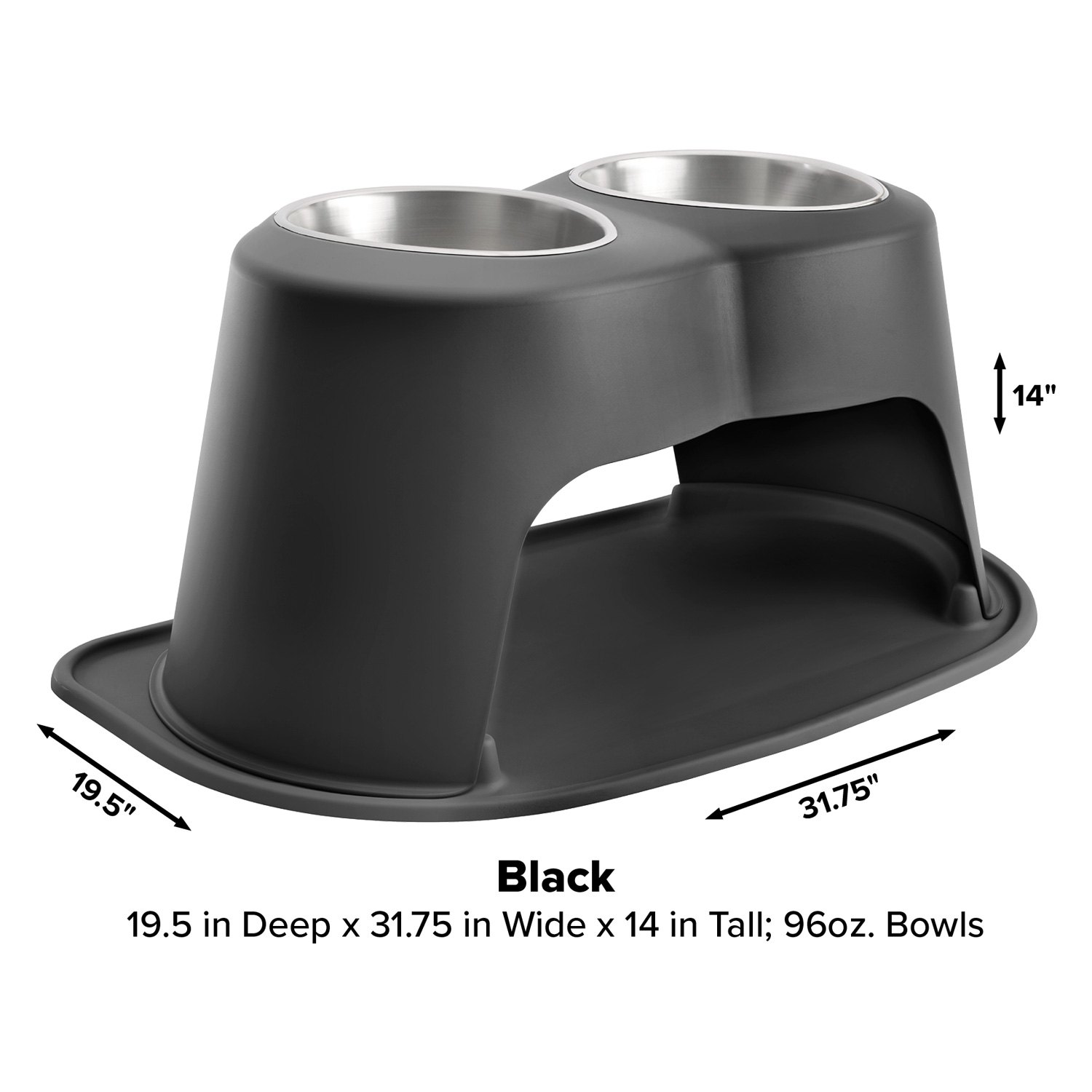 Weathertech® DHC9614BKBK - Pet Comfort™ Double 96 fl. oz. Black Stainless  Steel High Pet Bowl (14 Height) 