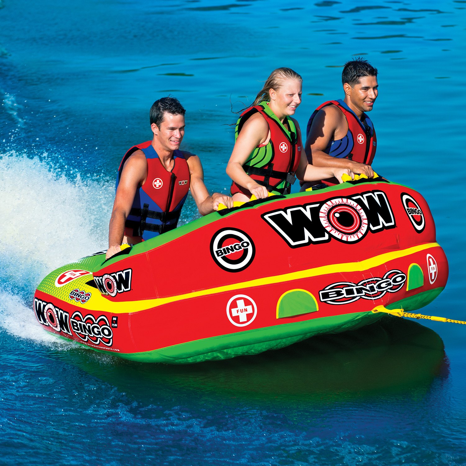 Front and Back Tow Points 1 to 3 Person Secure Cockpit Seating Towable WOW Watersports 14-1070 Secure Cockpit Seating Towable WOW World of Watersports  Bingo Inflatable 